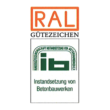 RAL Gütezeichen und Logo der I.B. für Instandsetzung von Betonbauwerken.